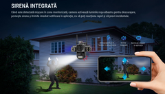 Camera supraveghere WiFi tripla cu 3 lentile pentru monitorizare completa 360°