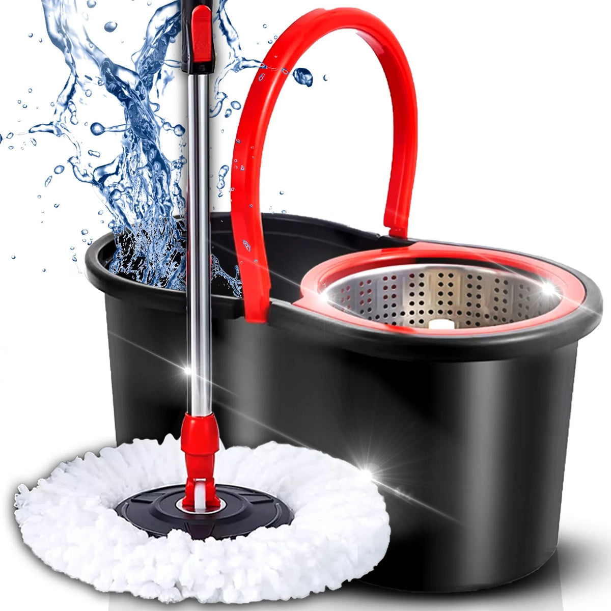 Set Mop Rotativ cu Găleată și Sistem de Stoarcere