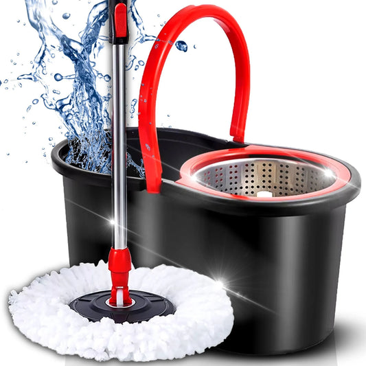Set Mop Rotativ cu Găleată și Sistem de Stoarcere