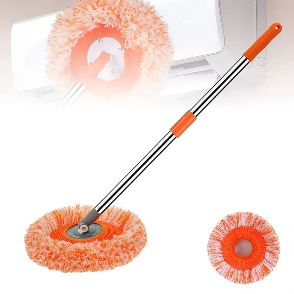 Mop cu Rotire 360°, Cap Triunghiular, Mâner Telescopic Reglabil, pentru Curățarea Podelelor, Pereților și Tavanului