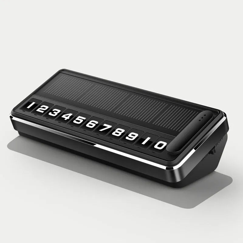 Suport Număr de Telefon Auto cu Încărcare Solară, Afișaj LED, Număr Temporar Parcare, Rotativ - imagine 10