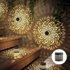 Lampi Solare Mandala pentru Gradina, Set 2 Buc, Metal, IP65, Montare Semi-Flush
