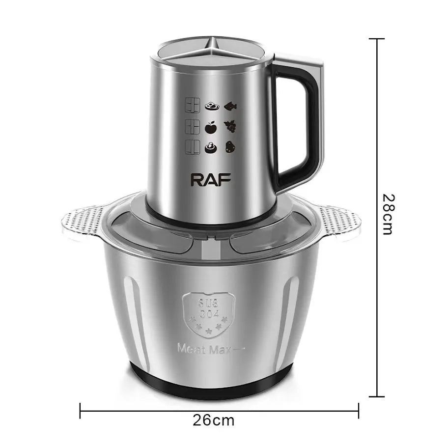 Tocător Electric Profesional RAF cu Bol Inox și 4 Lame Duble din Oțel Inoxidabil - imagine 5