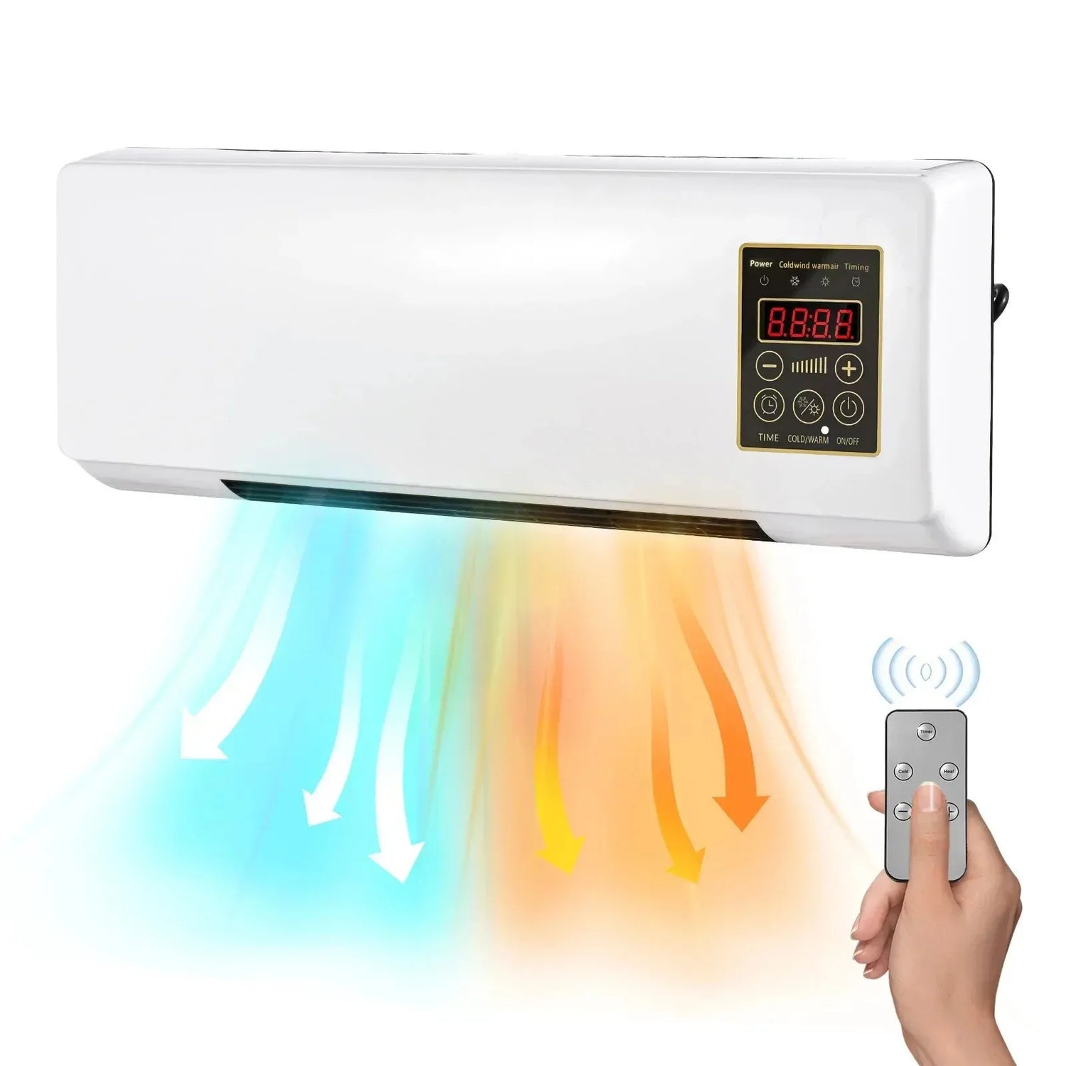 Mini aer condiționat cu ventilator 2 în 1 1800W, rece/cald, telecomandă - imagine 6