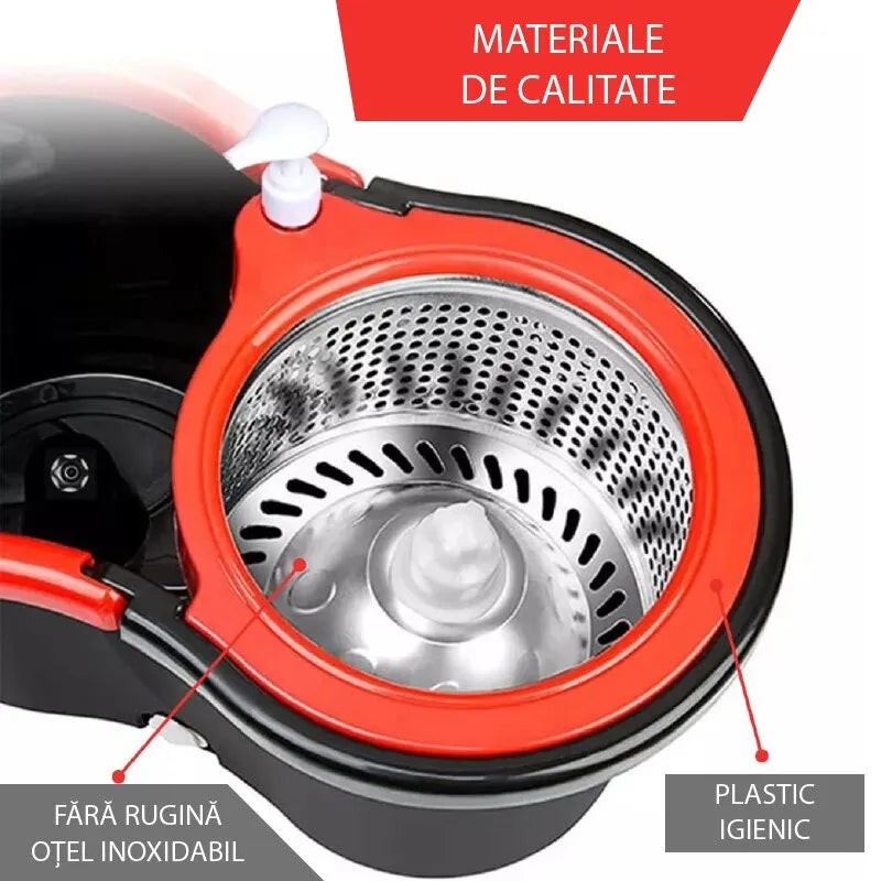 Set Mop Rotativ cu Găleată și Sistem de Stoarcere - imagine 6