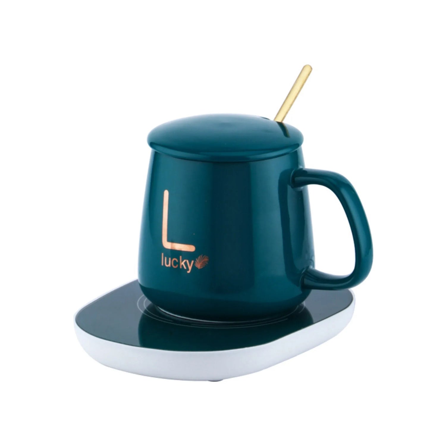 Cană Ceramică Inteligentă pentru Încălzire Automată a Băuturilor – 55°C, cu Suport USB, Capac și Linguriță, 350 ml - imagine 3