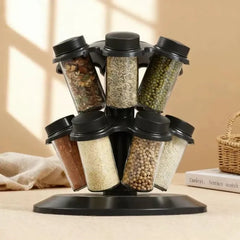 Suport pentru Condimente cu 12 Borcane și Capace Detașabile