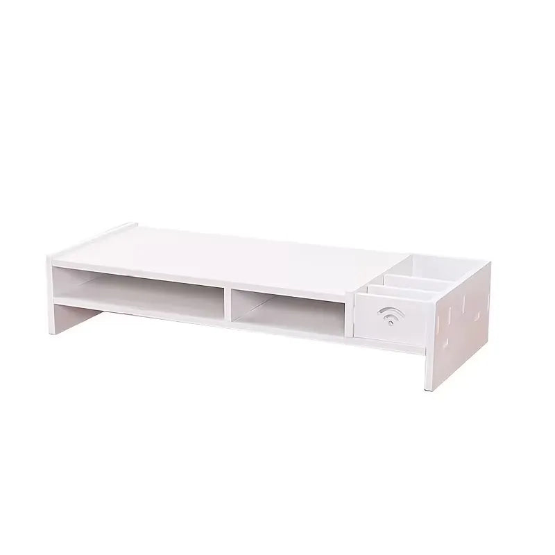 Suport monitor/laptop 49 cm cu sertar, organizator birou alb - imagine 4