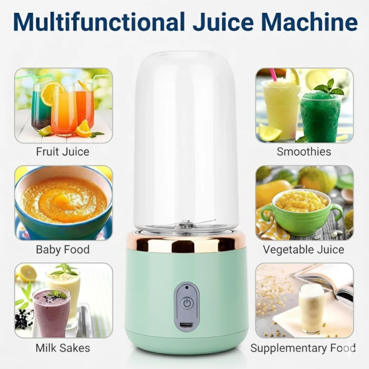 Mini Blender Portabil Electric cu Acumulator, 2 Recipiente, 6 Lame 3D, 400 ml, 40W - imagine 21