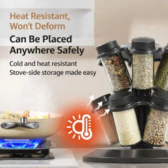 Suport pentru Condimente cu 12 Borcane și Capace Detașabile