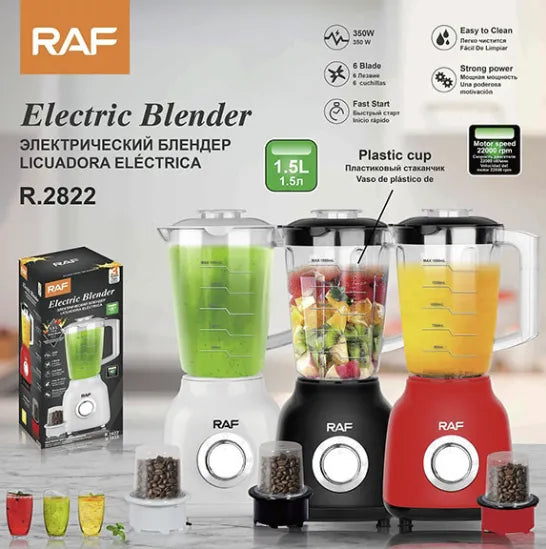Blender 2 în 1 cu Bol 1.5L și Râșniță, 1000W, 2 Trepte de Viteză, Negru