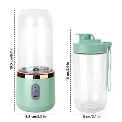 Mini Blender Portabil Electric cu Acumulator, 2 Recipiente, 6 Lame 3D, 400 ml, 40W
