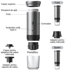 Espressor Portabil pentru Cafea - Compatibil cu Capsule Nespresso și Dolce Gusto