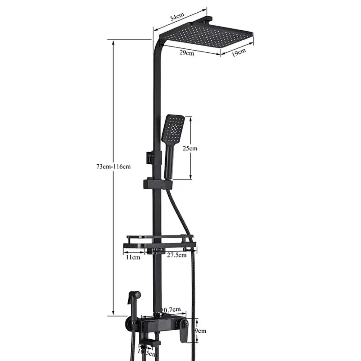 Coloană de Duș Premium cu Afișaj Digital LCD și 5 Funcții - imagine 10