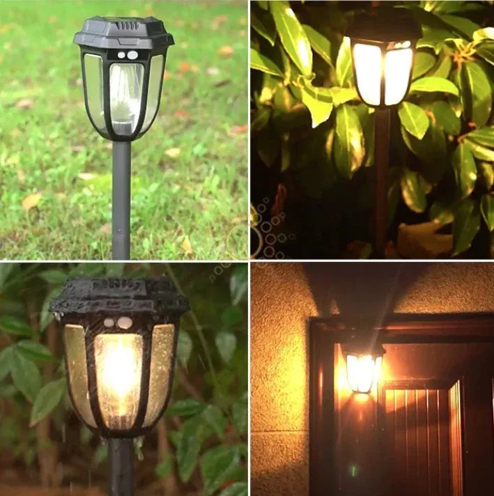 Lampă Solară 2-în-1 Stil Retro cu Țăruș pentru Grădină - imagine 2