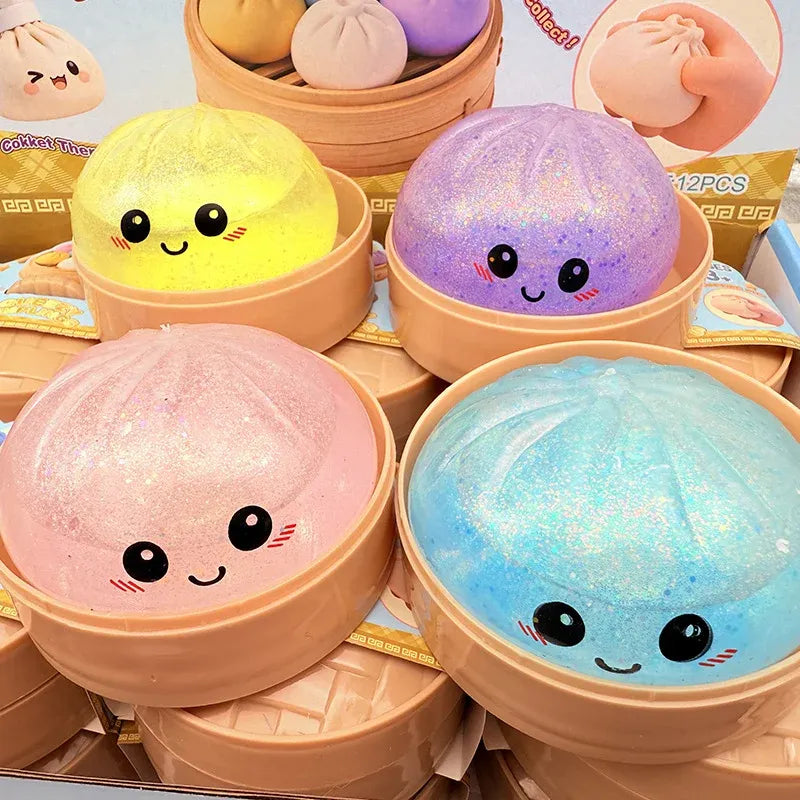 Jucărie Antistres Squishy Giant Dumpling cu Glitter și Bol - imagine 2