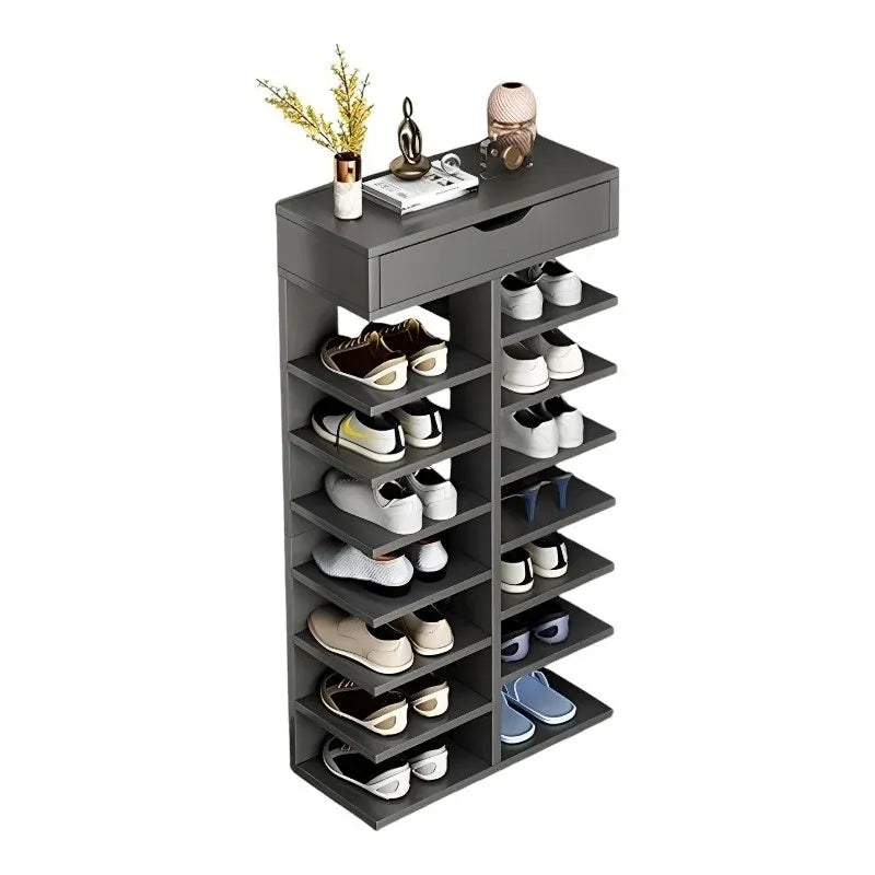 Pantofar Dublu Spatios cu 7 Etaje, Elegant si Versatil, Negru
