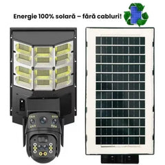 Lampă Solară cu Cameră de Supraveghere 4G SIM, Aplicație Mobilă V380, Audio Bidirecțional