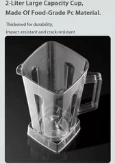 Blender 2-în-1 2000W cu Lame din Oțel Inoxidabil și Recipient de 2L