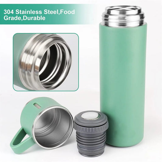 Set termos 500 ml cu 3 cesti din inox, ideal pentru calatorii si activitati in aer liber - imagine 2