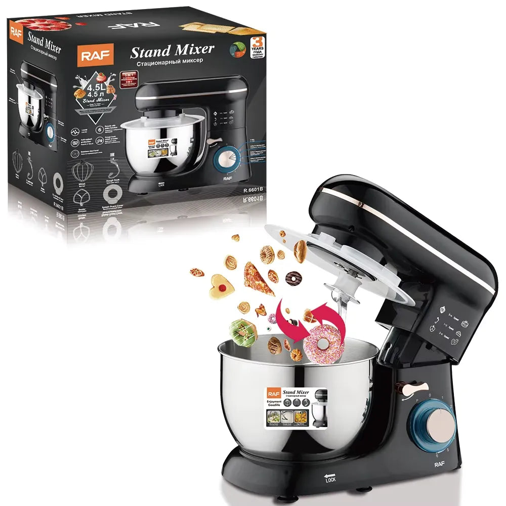 Robot de Bucătărie 3 în 1, 1400W, Bol Inox 5L, Mixer Planetar și Blender cu Vas din Sticlă