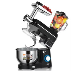 Robot de Bucătărie 5 în 1, 1400W, Bol Inox 5.5L, Mixer Planetar, Blender și Mașină de Tocat
