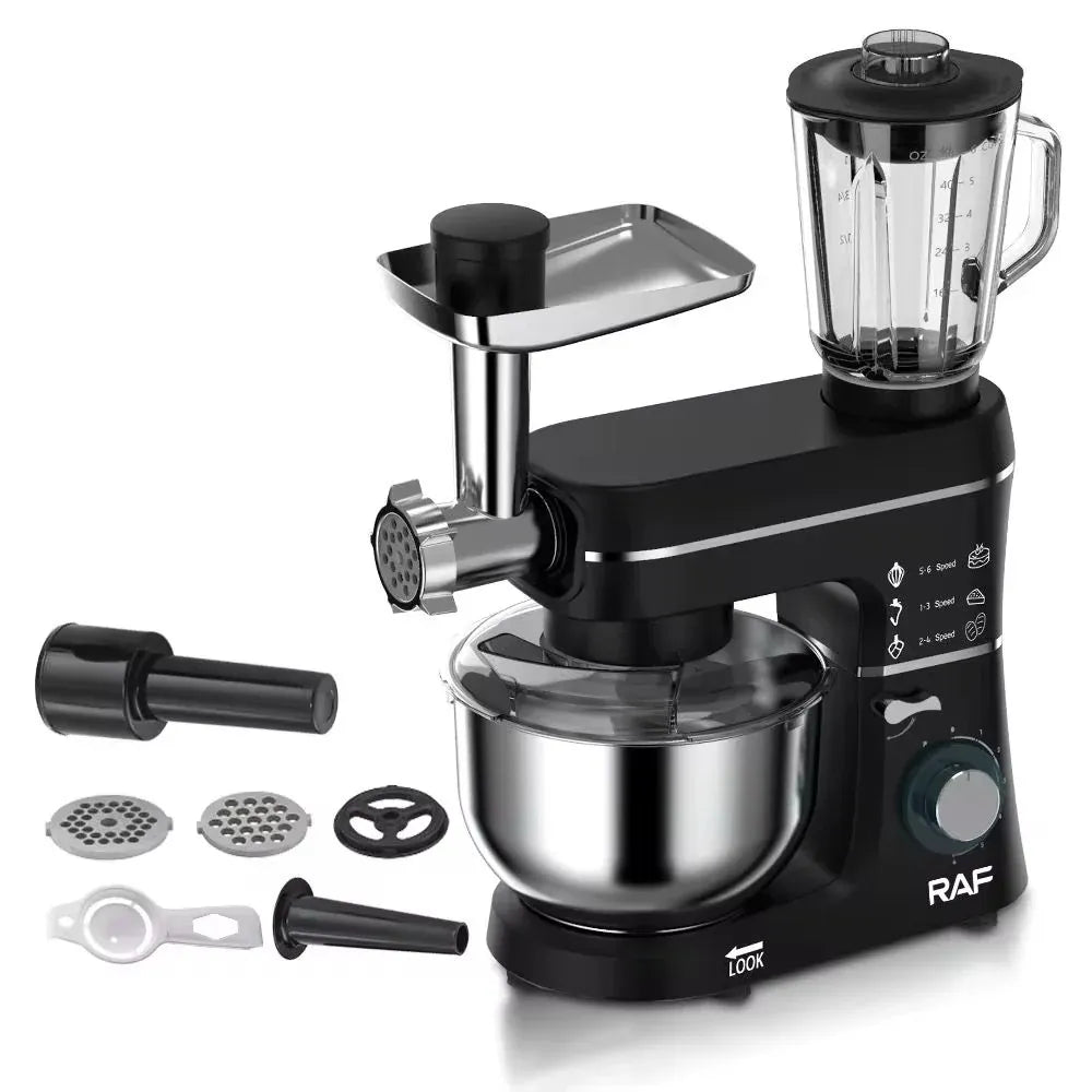 Robot de Bucătărie 5 în 1, 1400W, Bol Inox 5.5L, Mixer Planetar, Blender și Mașină de Tocat - imagine 3