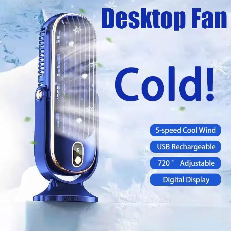 Ventilator Portabil Reîncărcabil USB, 4000 mAh, 5 Trepte de Viteză, Reglare 720°, pentru Birou, Dormitor și Camping