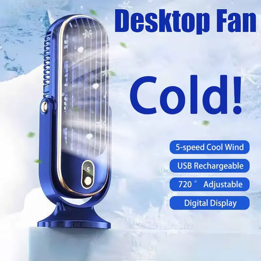 Ventilator Portabil Reîncărcabil USB, 4000 mAh, 5 Trepte de Viteză, Reglare 720°, pentru Birou, Dormitor și Camping