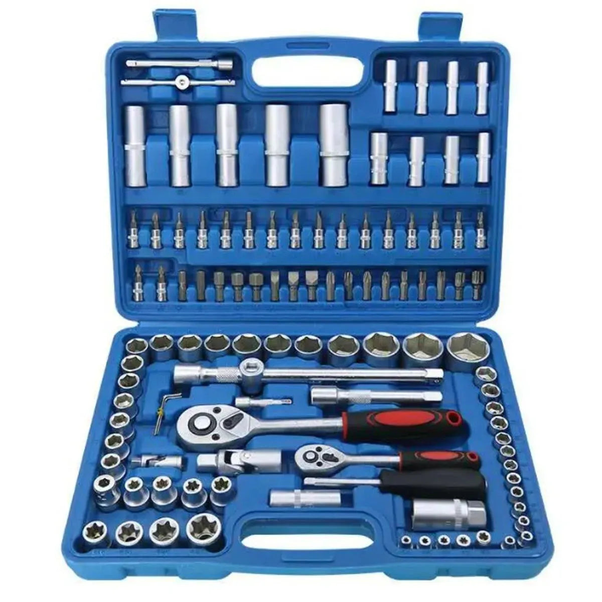 Set Trusă Tubulară 108 Piese, 6 Colțuri, Chei și Accesorii pentru Lucrări Profesionale - imagine 9