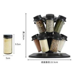 Suport pentru Condimente cu 12 Borcane și Capace Detașabile