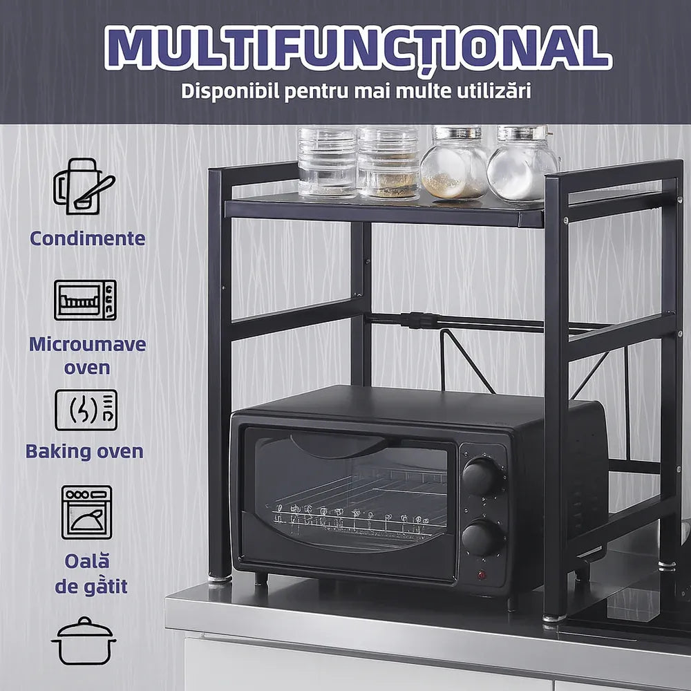 Raft Metalic Extensibil pentru Cuptor cu Microunde, Organizator Bucătărie Ajustabil - imagine 2