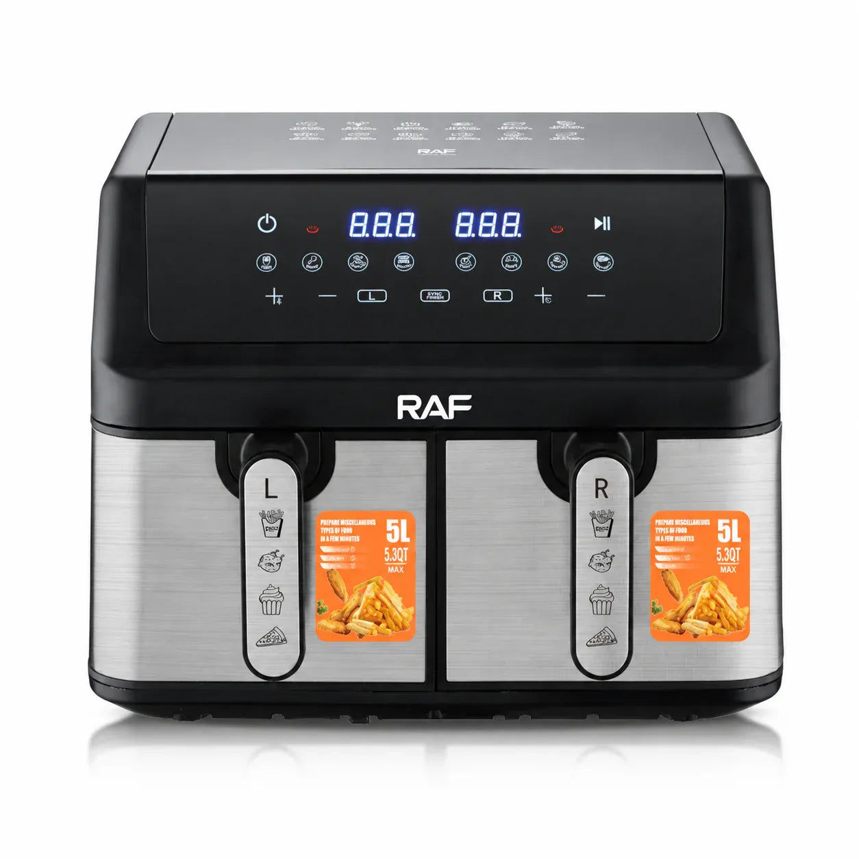 Friteuză cu Aer Cald Dual Zone 9L, 2800W, 2 Coșuri Independente 4.5L + 4.5L, Control Digital Touch - imagine 2