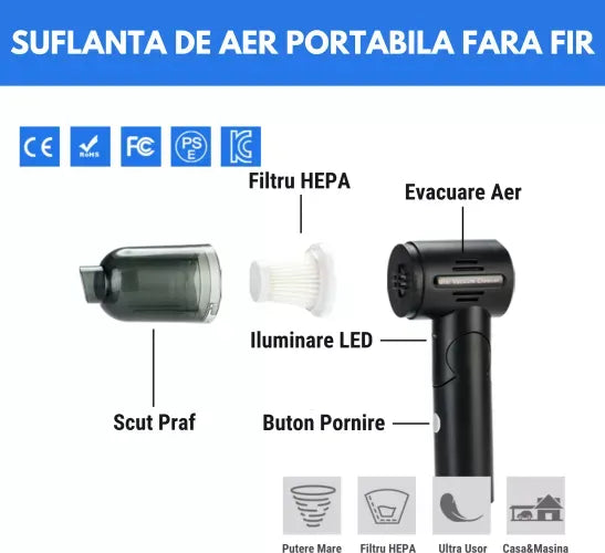 Suflantă și Aspirator Fără Fir 2-în-1 - imagine 5