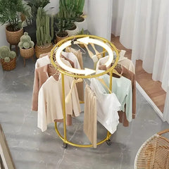 Suport Rotund pentru Haine din Oțel Inoxidabil – 130 cm, cu Roți Pivotante, Capacitate 40 kg