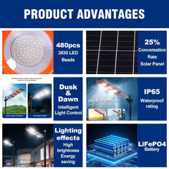 Proiector Solar LED Exterior cu Senzor – 400W / 600W, Control Automat, IP65