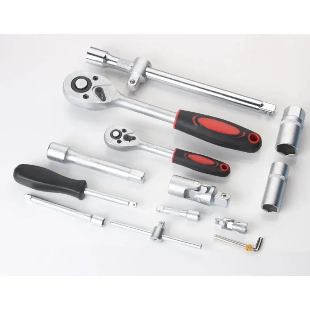 Set Trusă Tubulară 108 Piese, 6 Colțuri, Chei și Accesorii pentru Lucrări Profesionale - imagine 3