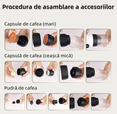 Espressor Portabil pentru Cafea - Compatibil cu Capsule Nespresso și Dolce Gusto