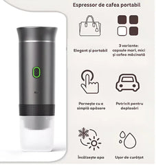 Espressor Portabil pentru Cafea - Compatibil cu Capsule Nespresso și Dolce Gusto