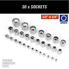 Set Trusă Tubulară 108 Piese, 6 Colțuri, Chei și Accesorii pentru Lucrări Profesionale