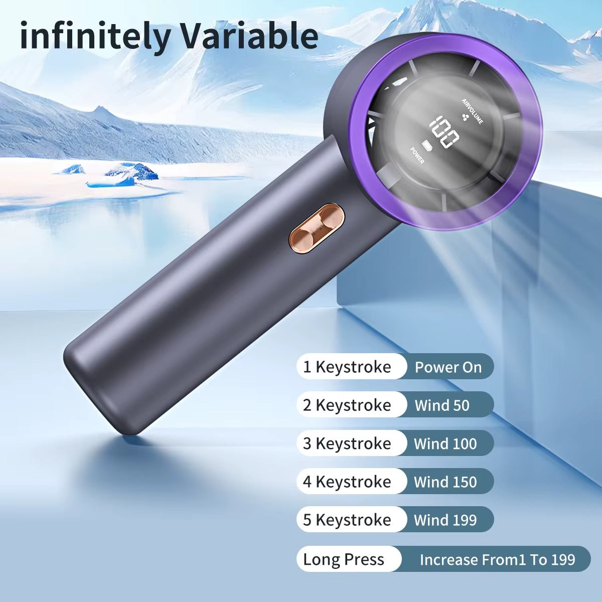 Ventilator de mana portabil cu display LED pentru racorire rapida - imagine 7