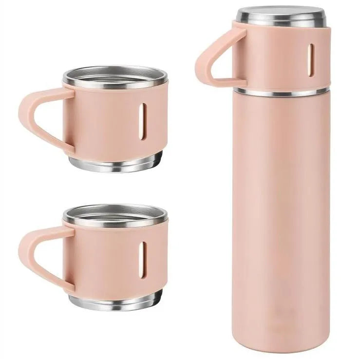 Set termos 500 ml cu 3 cesti din inox, ideal pentru calatorii si camping