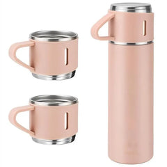 Set termos 500 ml cu 3 cesti din inox, ideal pentru calatorii si camping