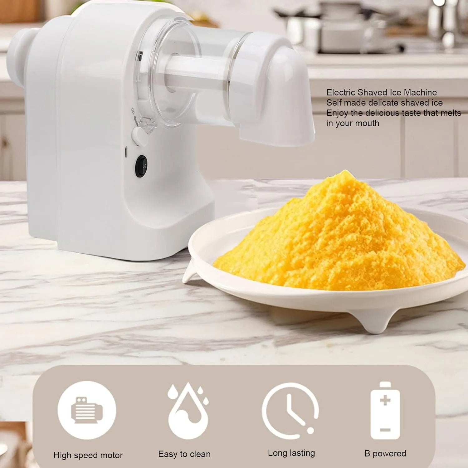 Concasor electric de gheață 20W cu încărcare USB și lame inox, alb - imagine 10