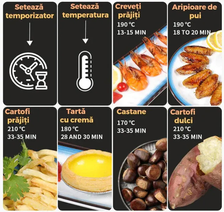 Friteuză cu Aer Cald 6L – 2400W, Touch LCD, Gătit Sănătos fără Ulei - imagine 4