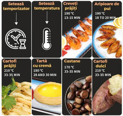 Friteuză cu Aer Cald 6L – 2400W, Touch LCD, Gătit Sănătos fără Ulei