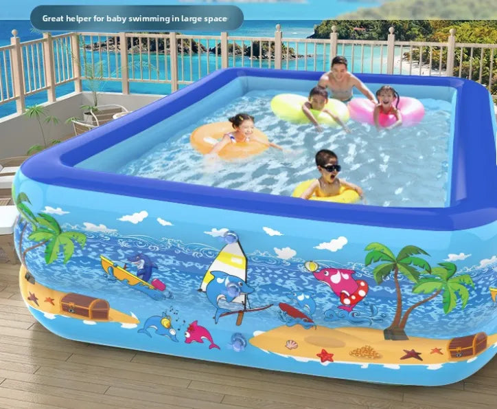 Piscină Gonflabilă Dreptunghiulară 210x130x56 cm pentru Copii și Familie - imagine 4
