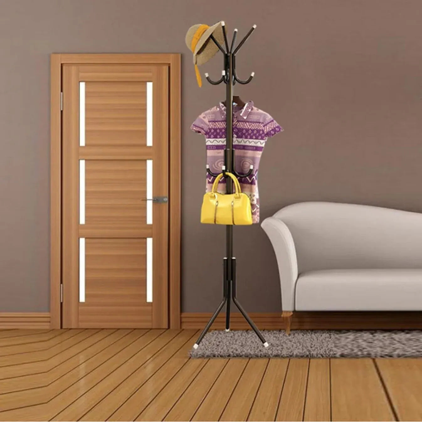 Cuier metalic tip pom, 12 cârlige, 42x165 cm, negru - imagine 3