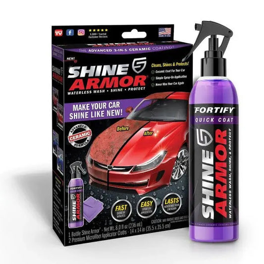 Kit Întreținere Auto 3 în 1 – Ceară Lichidă Shine Armor 236 ml + Lavetă Microfibră
