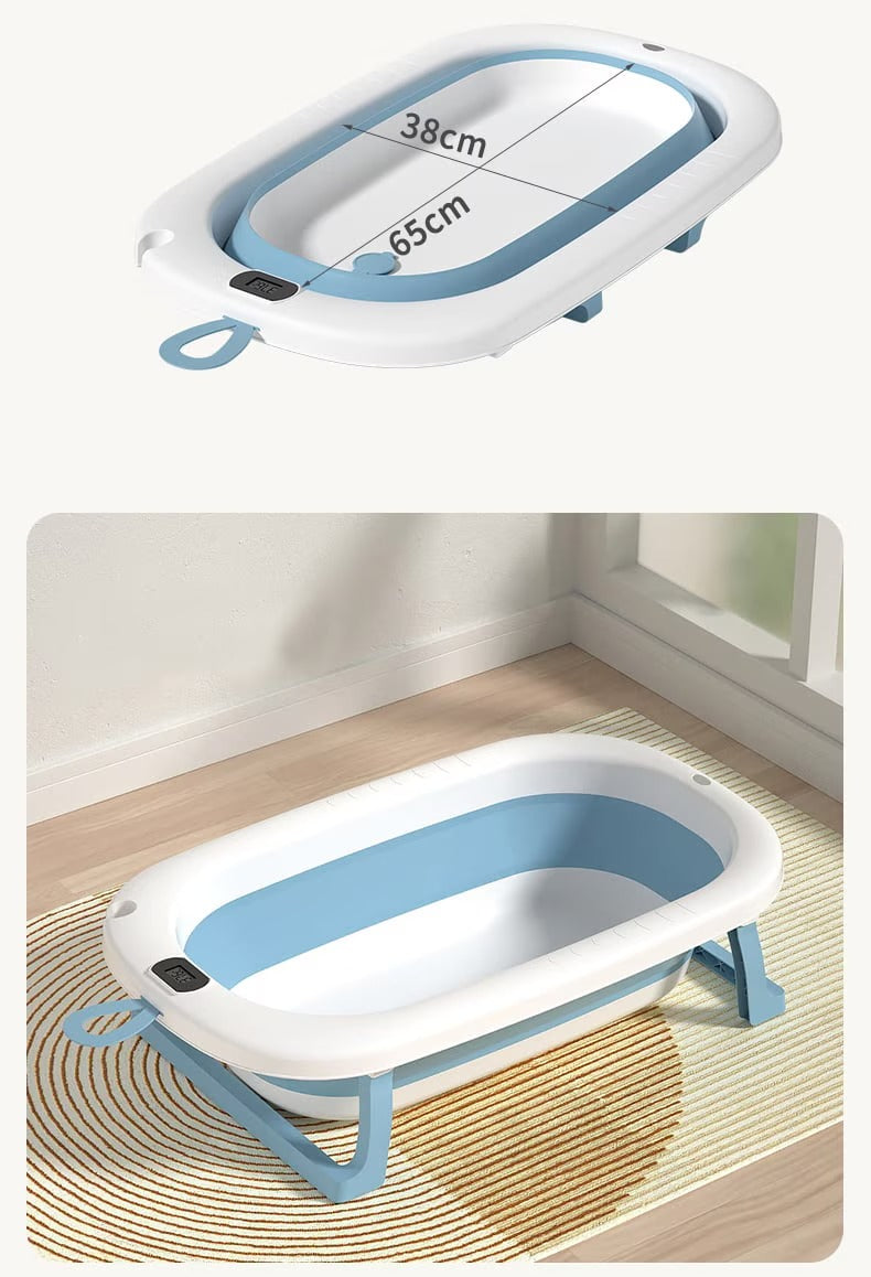 Cădiță Pliabilă pentru Bebeluși cu Termometru Digital și Design Ergonomic - imagine 3